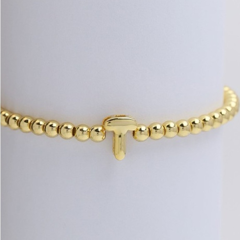 Gold Bubble Initial Bead Bracelet (5100)